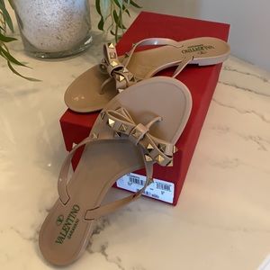 Valentino Rockstud Bow Jelly Thong Sandals